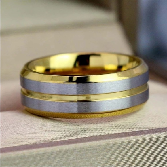 ☆☆Luxury Gold-Color Men Stainless Steel Ring Band - Picture 3 of 5